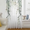 thumbnail image 6 of Eucalyptus Leaves Sheer Curtains 45 Inches Long, Spring Sage Green Summer Botanical Light Filering Curtains, Breathable Simi Curtain Privacy Drapes for Kitchen Bathroom Small Window Treatment, 6 of 9
