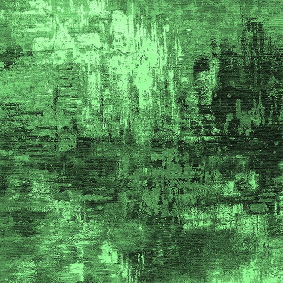 Ahgly Company Indoor Square Oriental Emerald Green Industrial Area Rugs, 3' Square