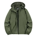 thumbnail image 5 of IYTR Winter Coats for Men Windproof Hooded Long Sleeve Coats Casual Solid Color Winter Warm Jackets Outerwear (Army Green,L), 5 of 8