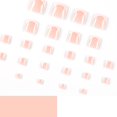 thumbnail image 4 of 24 Pack Fake Toenails Short Square Glitter Powder Simple White Border French False Toenails Artificial Toenails For Summer Beach Full Coverage Toenail, 4 of 5