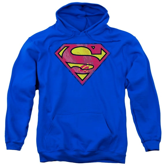Superman Action Shield Adult Pullover Hoodie Sweatshirt Royal Blue