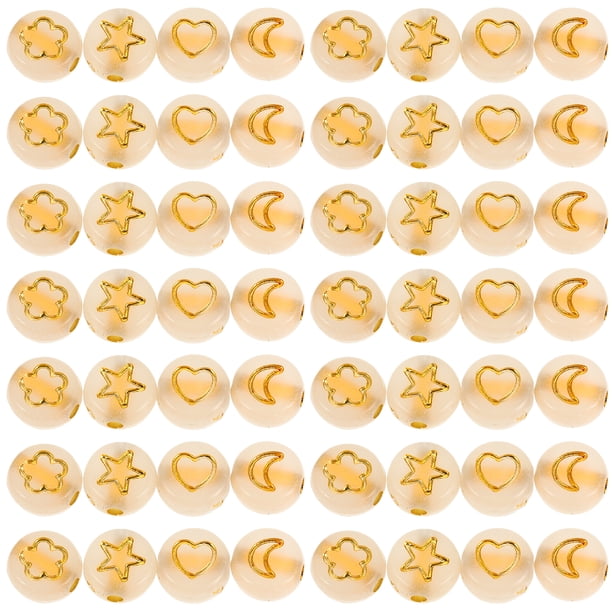 600 cuentas acrílicas que brillan en la oscuridad, cuentas espaciadoras luminosas de estrella, luna y corazón para hacer joyas, collares, pulseras y manualidades.