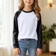 thumbnail image 5 of YDFCWXW Girls Long Sleeve Shirts Cotton Color Block Casual Tops Tees Crewneck Breathable Winter Outfits (Black, 2-3 Years), 5 of 5
