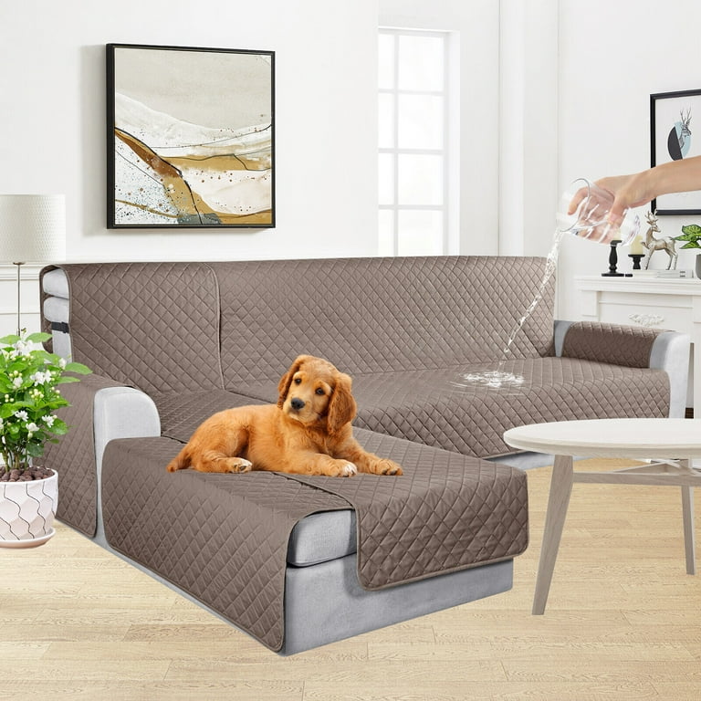 SHANNA Sectional Couch Covers 100 Waterproof L Shaped Sofa Slipcover 3pcs Reversible Chaise Lounge Cover for Sectional Couch Furniture Protector for Pets Dog Cat Taupe Medium Walmart
