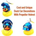 thumbnail image 2 of Adornos de coche de juguete de pato de goma, decoraciones de salpicadero de coche de pato amarillo, gafas geniales de pato con casco de hélice, hoja de plata, azul zafiro BANYUO Electrónica, 2 of 6