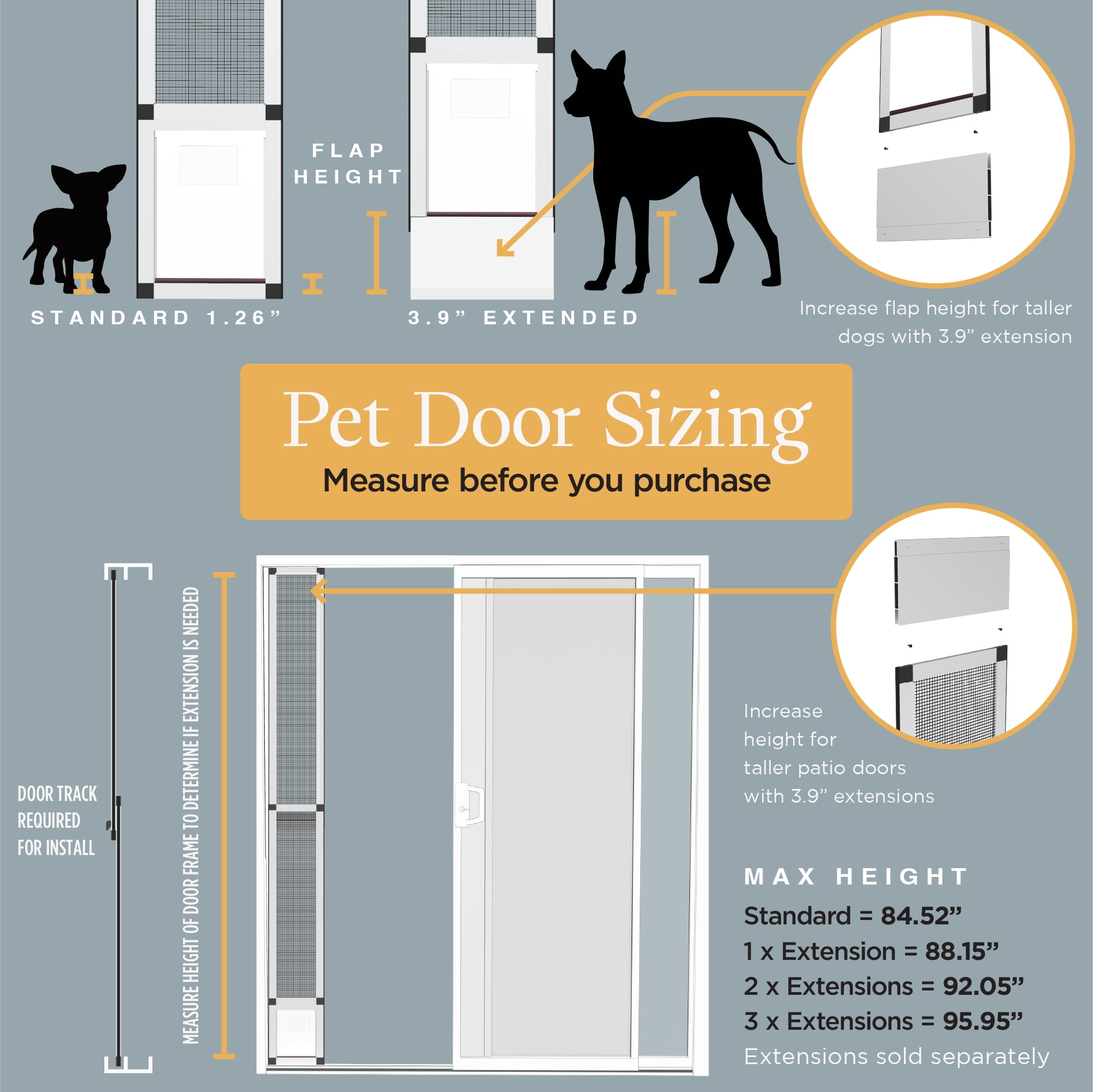 Hakuna Pets Medium Silver Patio Pet Door, Suitable for Sliding Doors