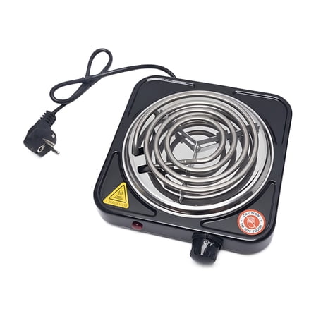 HIBIBUD Electric Single Burner Cooktop Compact and Portable Adjustable Temperature Hot Plate 1000W Stainless