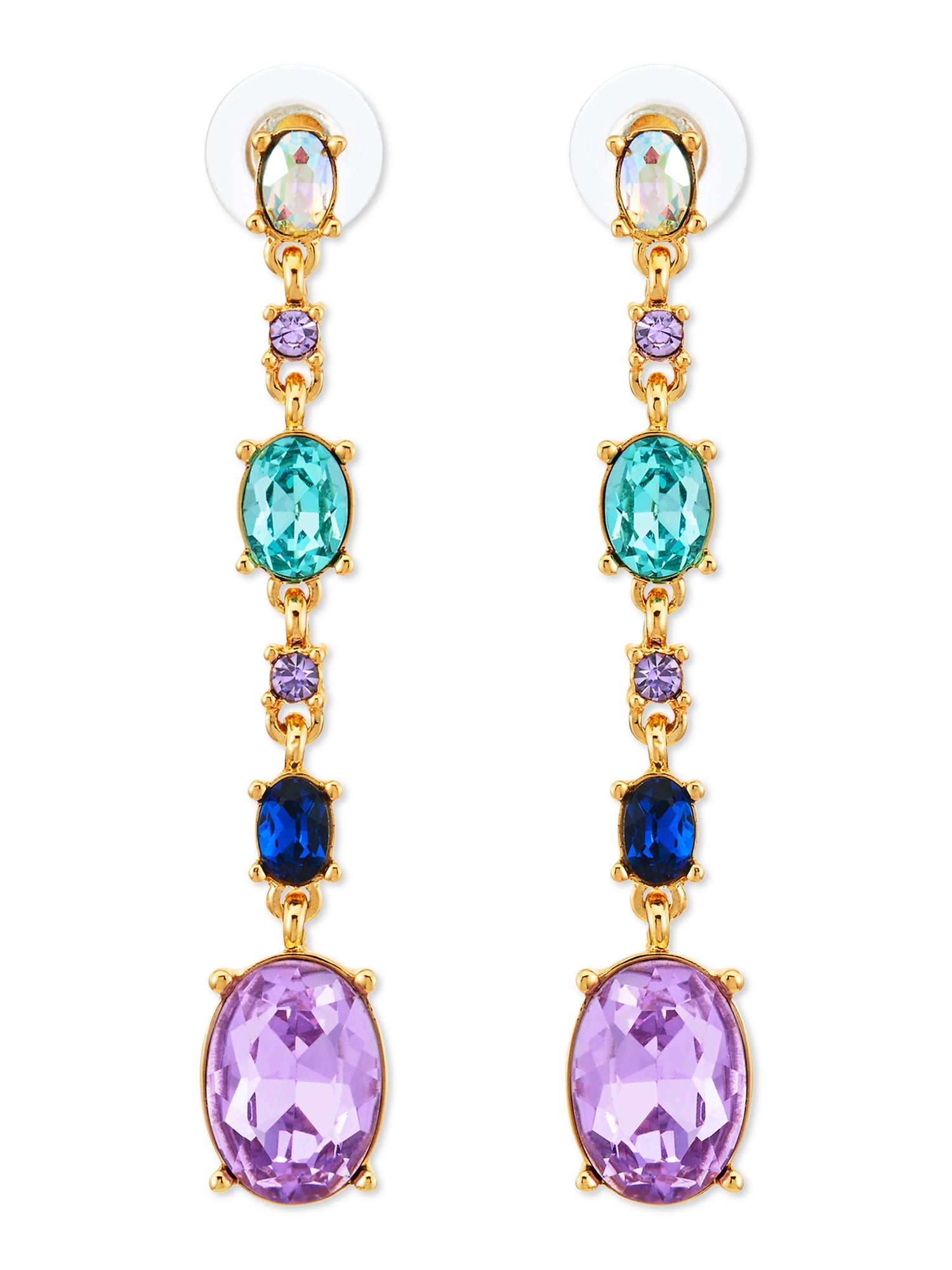 Party Earrings Glamorous Drop Earrings Crystal Dangle Earrings Elegant Statement Earrings Crystal Statement Earrings Gold And Purple