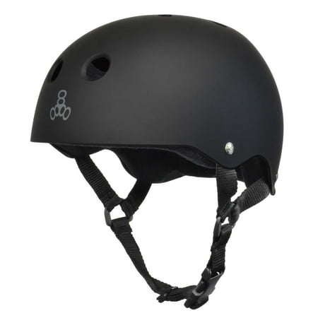 Triple 8 Skater Hardened Skate Helmet w/ Sweatsaver Liner, Black Rubber - Large