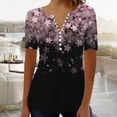 thumbnail image 2 of Cqxid525 Short Sleeve Tops For Women Women's Fashion Casual Floral Print Down Short Sleeve Top T Shirt Black Xxxl Loose Tees, 2 of 5
