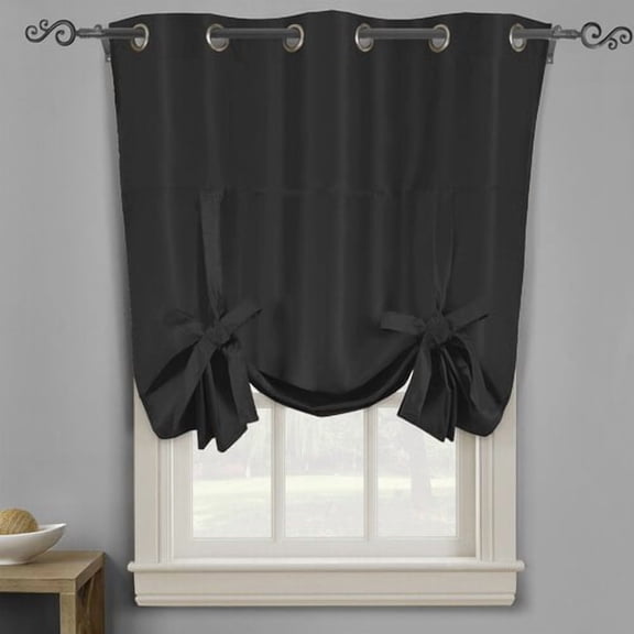 Soho Triple-Pass Thermal Insulated Blackout Curtain Top Grommet - Tie Up Shade for Small Window ( 42" W X 63" L)