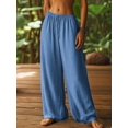 thumbnail image 6 of Women'S Loose Fit Solid Color Elastic Waist Pocket Straight Leg Casual Pants M, 6 of 8