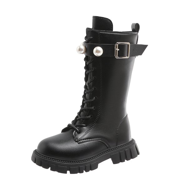 Gubotare Kids Black Boots Kids' Tall Field Boots, Starter Horse Riding Boots with Stretchy Easy-Fit Synthetic Leather and Rear Zipper Size 11.5 (Black,Little Kids 11.5)