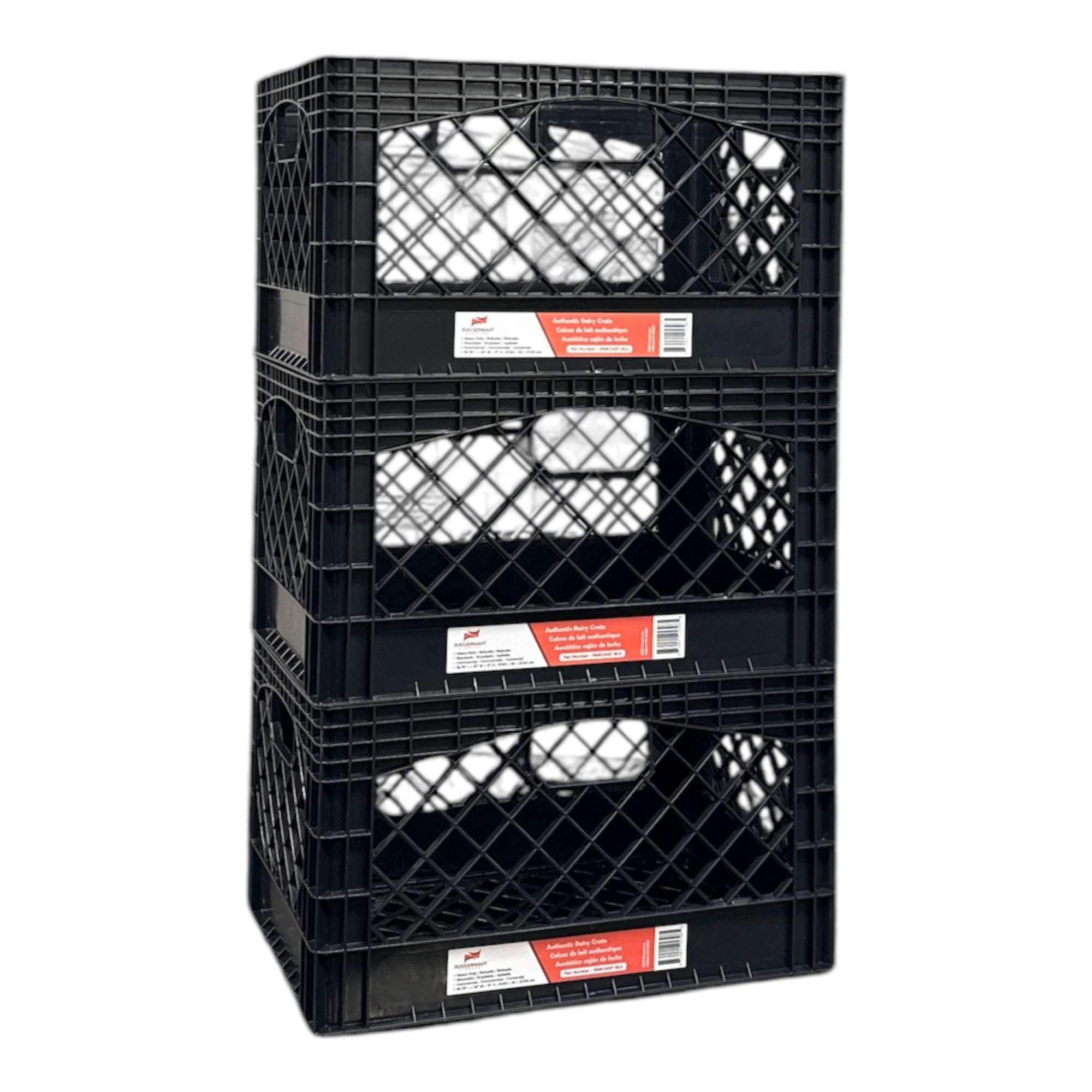 Juggernaut Storage 24QT Plastic Heavy-Duty Milk Crate, Black