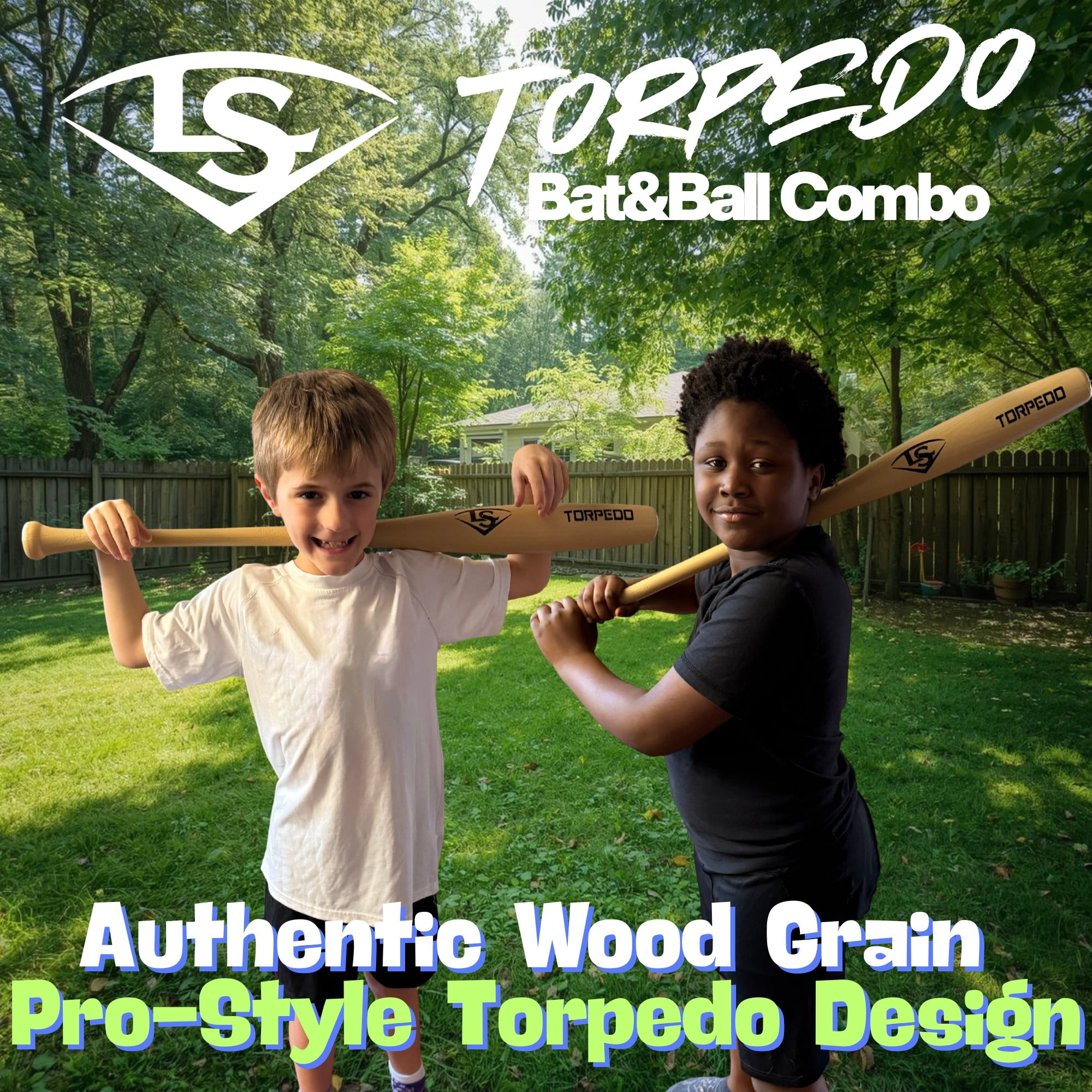Louisville Slugger Torpedo Plastic Bat and Ball Set, Backyard & Youth Baseball Play