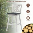 thumbnail image 6 of Costway Set of 2 Bar Stools Swivel Pub Height Chairs w/ Rubber Wood Legs White, 6 of 9
