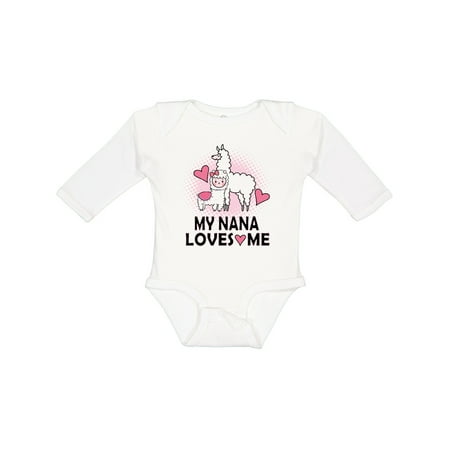 

Inktastic My Nana Loves Me Outfit Girls Gift Baby Girl Long Sleeve Bodysuit