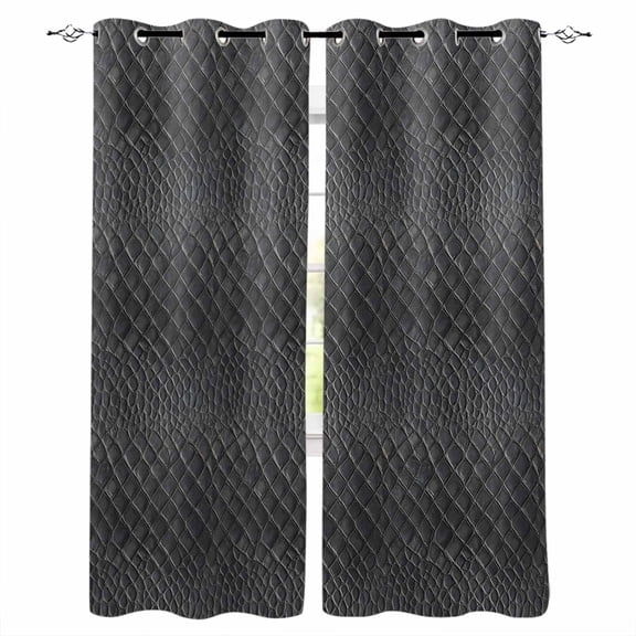 Animal Print Kitchen Curtains Minimalist Vintage Animal Leather Black Cafe Short Curtains for Bathroom Blackout Window Curtain Grommet Small Window Treatment Drapes for Bedroom Living Room 42"x45"x2