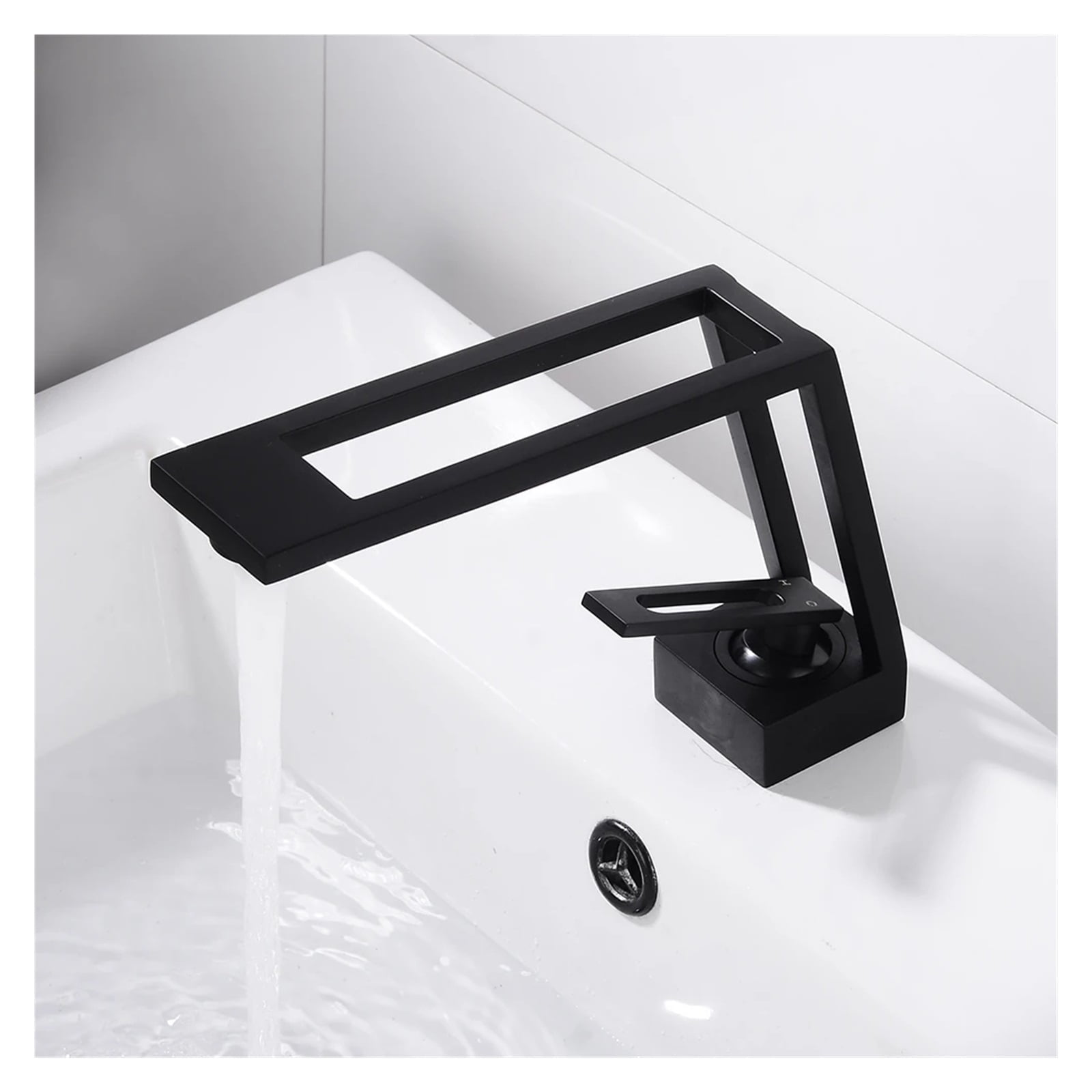 Bathroom Basin Faucet Cold & Hot Water Mixer Sink Tap, Single Handle Deck Mounted Black Tap
