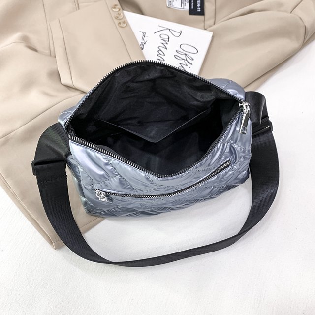 Bolsa de hilo de nailon para mujer moda coreana de invierno con asa superior de Color puro JShteea Para Estrenar