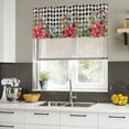 thumbnail image 4 of Christmas Curtain Valances for Windows, Kitchen Valance Window Treatments Panel 2 Pack, Winter Poinsettia Berry Black White Plaid Rod Pocket Short Curtains for Bathroom Bedroom 42 x 12 Inch, 4 of 8