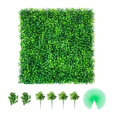 SKYSHALO Artificial Boxwood Panel UV 20X20 Green Grass Wall Fake Hedge 16pcs Boxwood Hedge Wall Panels Artificial Grass Backdrop Wall for Decor Privacy Fence Indoor Outdoor Garden Backyard