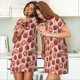thumbnail image 4 of Fotbe Cute Strawberry Bata de Dormir para Mujer con Estampado, Camisón de Algodón de Manga Corta, Ropa de Dormir Casual, 4 of 6
