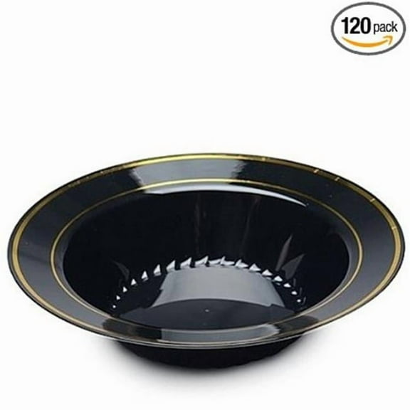 Fineline Settings 512-BKG Black & Gold 12 oz. Round Soup Bowl
