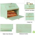 thumbnail image 4 of Double Layer Large Bread Box for Kitchen Counter, Retro Design Wooden Large Capacity Bread Storage Bin (Mint Green), 4 of 14