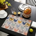 thumbnail image 3 of Light Gray Chicken Pattern Summer Placemats Table Placemats Set Of 6-Linen Kitchen Washable Placemats Table Mats 11.8"x17.7" Non-Slip Heat Resistant, 3 of 5