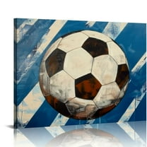 Shiartex Navy Blue Sports Wall Art Décor Soccer Canvas Art Prints Sport Balls Picture for Man Cave Kids Teenagers Boy Room Decor 20x16in
