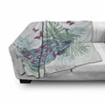 thumbnail image 2 of Feather Soft Flannel Fleece Throw Blanket, Peacock Beauty Lettering with Butterflies Palm Leaves Exotic Nature, Cozy Plush for Indoor and Outdoor Use, 50" x 70", Coconut and Multicolor, by Ambesonne, 2 of 5