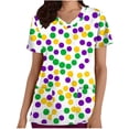 thumbnail image 2 of Purcolt Womens Carnival Scrubs Tops Stretchy Cute V Neck Short Sleeve Shirts Soft Casual Moisture Wicking T-Shirt for Nursing Medical with 2 Pockets, 2 of 6