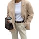 thumbnail image 3 of Blazer para Mujer, Informal, de Negocios, de Larga, con Solapa y Abertura Frontal, para Trabajo y con Bolsillos. Caqui M, 3 of 8