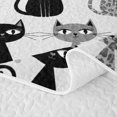 thumbnail image 5 of Manfei Cartoon Cat Bed Spread Queen, Watercolor Dots Animal Queen Coverlet Set, Gray, 3 Pieces, 1 Quilt and 2 Pillowcases, 5 of 7