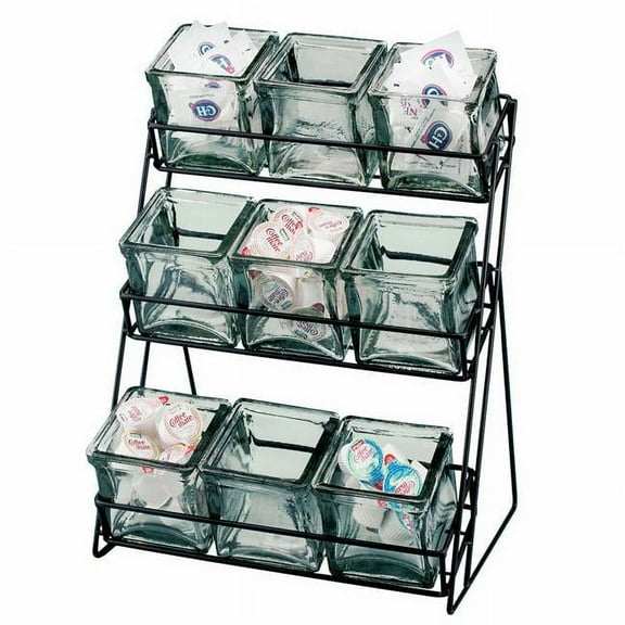 Cal Mil 1812-39 Iron 3-Tier Platinum Nine Jar Display - 13 x 9.5 x 17.5 in.