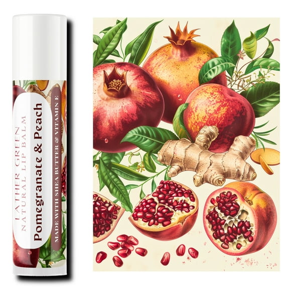 Pomegranate & Peach Natural Lip Balm, Pack of 3 by LatherGreen