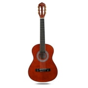 ADM Beginner Classical Guitar 34 Inch Nylon Strings Bundle with Carrying Bag & Accessories, Natural Gloss