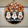 thumbnail image 5 of 30cm Halloween Specters Door Hanger With Leaves Decors User friendly Wooden Fabric Wall Art For Holiday Party Indoor Outdoors Decoration, 5 of 8
