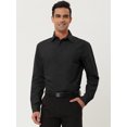 thumbnail image 2 of Camisa de vestir para hombre, ajuste regular, manga larga, con botones, para baile de graduación, camisa sólida Negro XL, 2 of 6