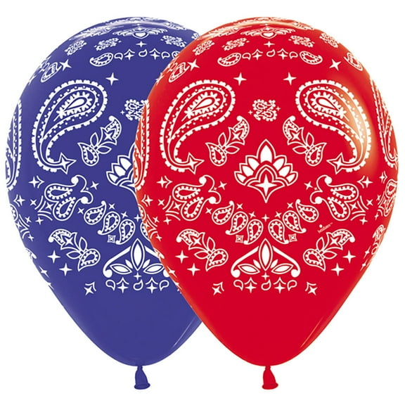 11 inch Bandana Fashion Red & Royal Blue Latex Balloons (50 Pack) - Party Supplies Decorations