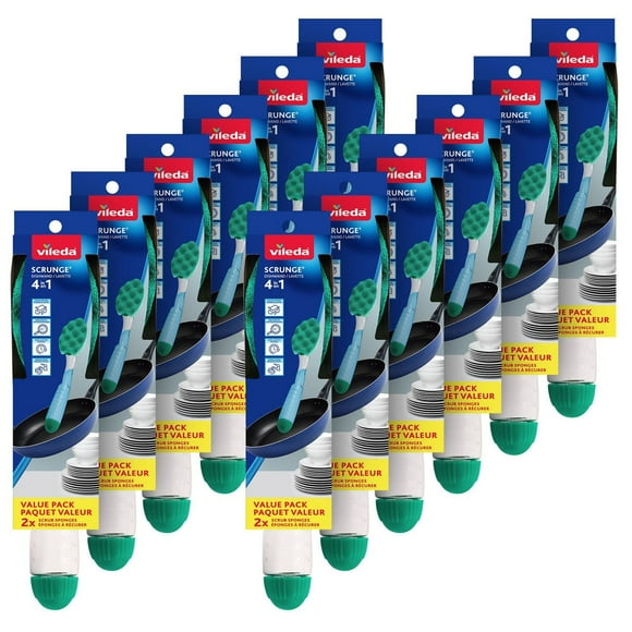 Vileda® Scrunge® Brosse à Vaisselle Multiusage Paquet Valeur, 12 Unités