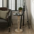 thumbnail image 3 of COZAYH Pedestal Small Drinking Table, Farmhouse Tray Top End Table, Distressed Finish, Black Top on Aging White Frame, 3 of 7