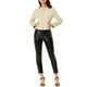 thumbnail image 2 of Chaqueta de motocicleta recortada con cremallera de cuello alto de ante sintético para mujer INSPIRE CHIC XL Beige, 2 of 7