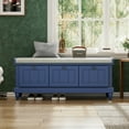 thumbnail image 3 of Harper & Bright Designs Shoe Storage Bench with Cushion, Entryway Shoe Bench with Seat and Three Drawers for Hallway Living Room, Navy Blue, 3 of 15