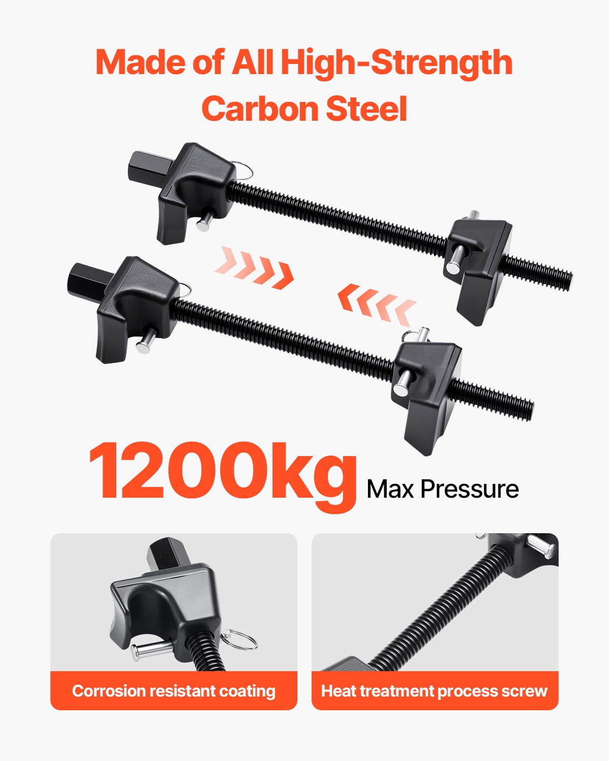 VEVOR Strut Spring Compressor, 2 Pack, Heavy Duty Coil Spring Compressor Tool with 10.4 Inches(256 mm) Range, Compatible with 0.86 inches(22 mm) Hex Sockets, Fit for Car Truck Motorcycle, Black