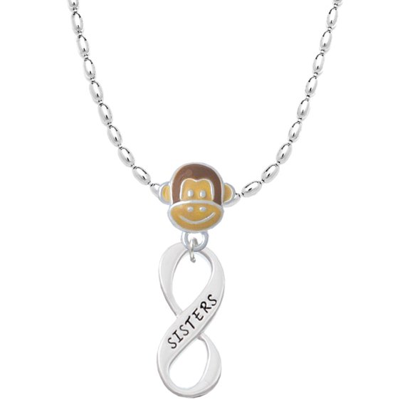 Delight Jewelry Sister Infinity Sign Mia Monkey Charm Necklace