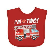Inktastic I'm 2 Fire Truck 2nd Birthday Boys or Girls Baby Bib