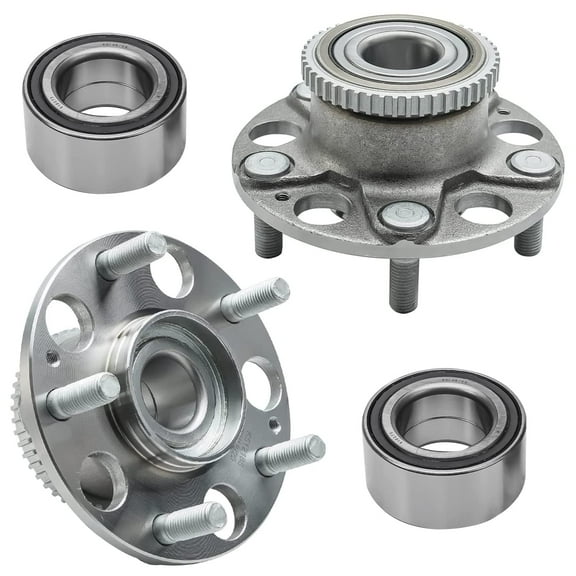 Detroit Axle - 4pc Wheel Bearing Hubs Kit for 2004-2008 Acura TL, 03-07 Honda Accord, 2 Rear Wheel Bearing & Hubs 2 Front Wheel Bearings 2003 2004 2005 2006 2007 2008 Replacement