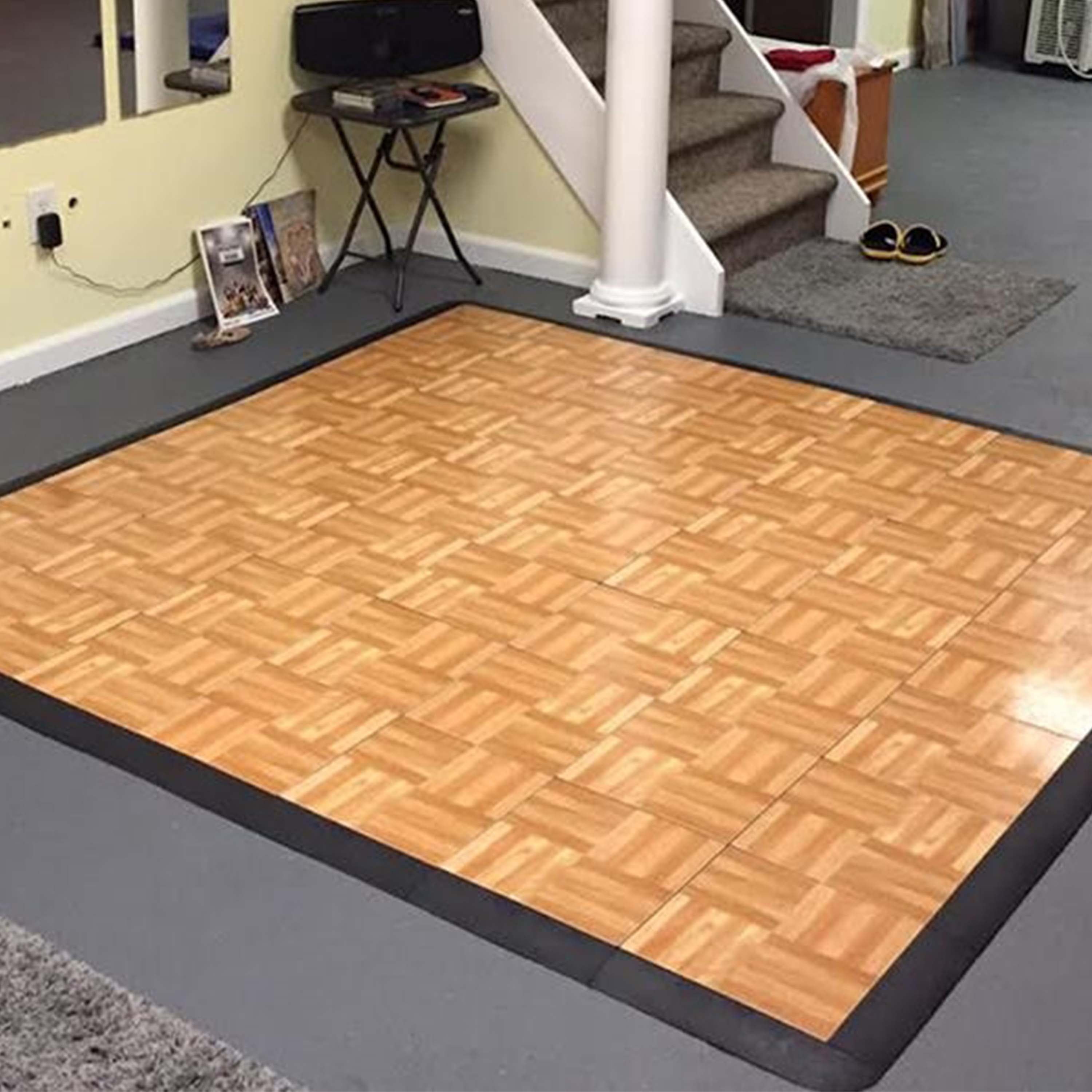 FlooringInc Modular Dance Tile Kit With Edging, 4'x4'', 16 tiles, 16 Sq